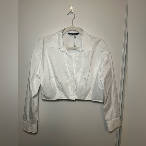 NWOT - ZARA CROP POPLIN SHIRT - Picture 2 of 5